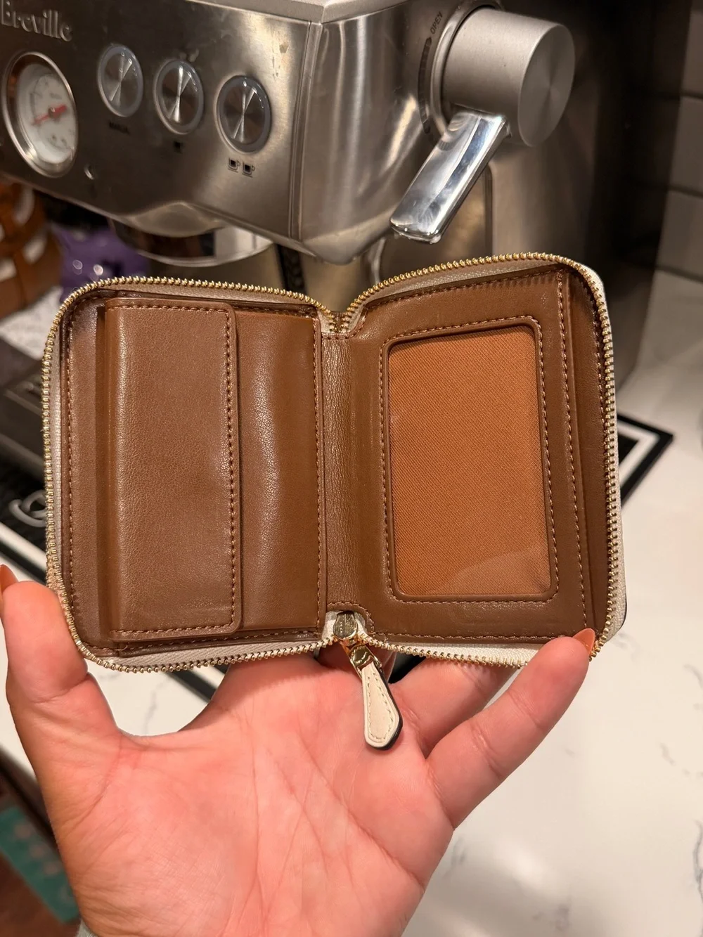 Coach Small Signature Canvas Double Zip Wallet